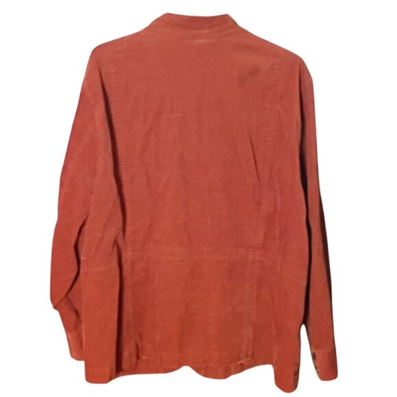 Vintage CJ Banks Woman 4x Burnt Orange Pumpkin Corduroy Button Front Blouse Top - Picture 3 of 6